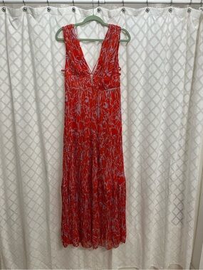 Astr Red Floral V-Neck Tiered Maxi Dress